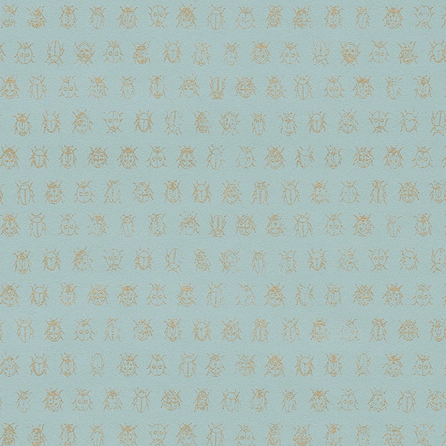 Türkisfarbene Tapete mit goldenen Käfern 375031, Pip Studio 4, Eijffinger