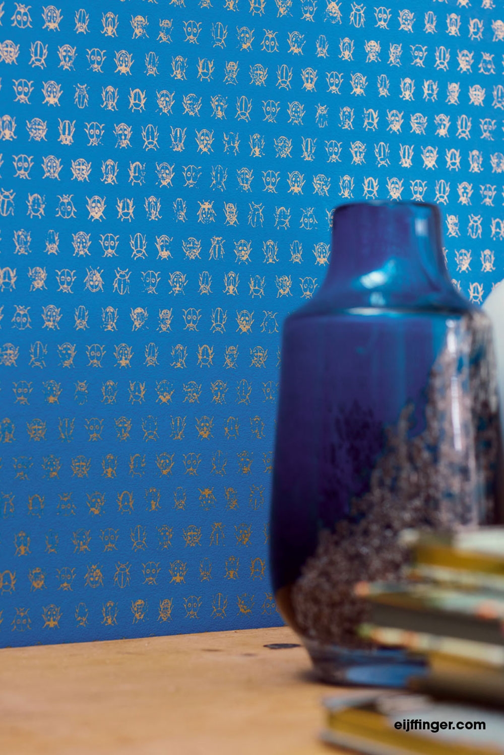 Blaue Tapete mit goldenen Käfern 375036, Pip Studio 4, Eijffinger