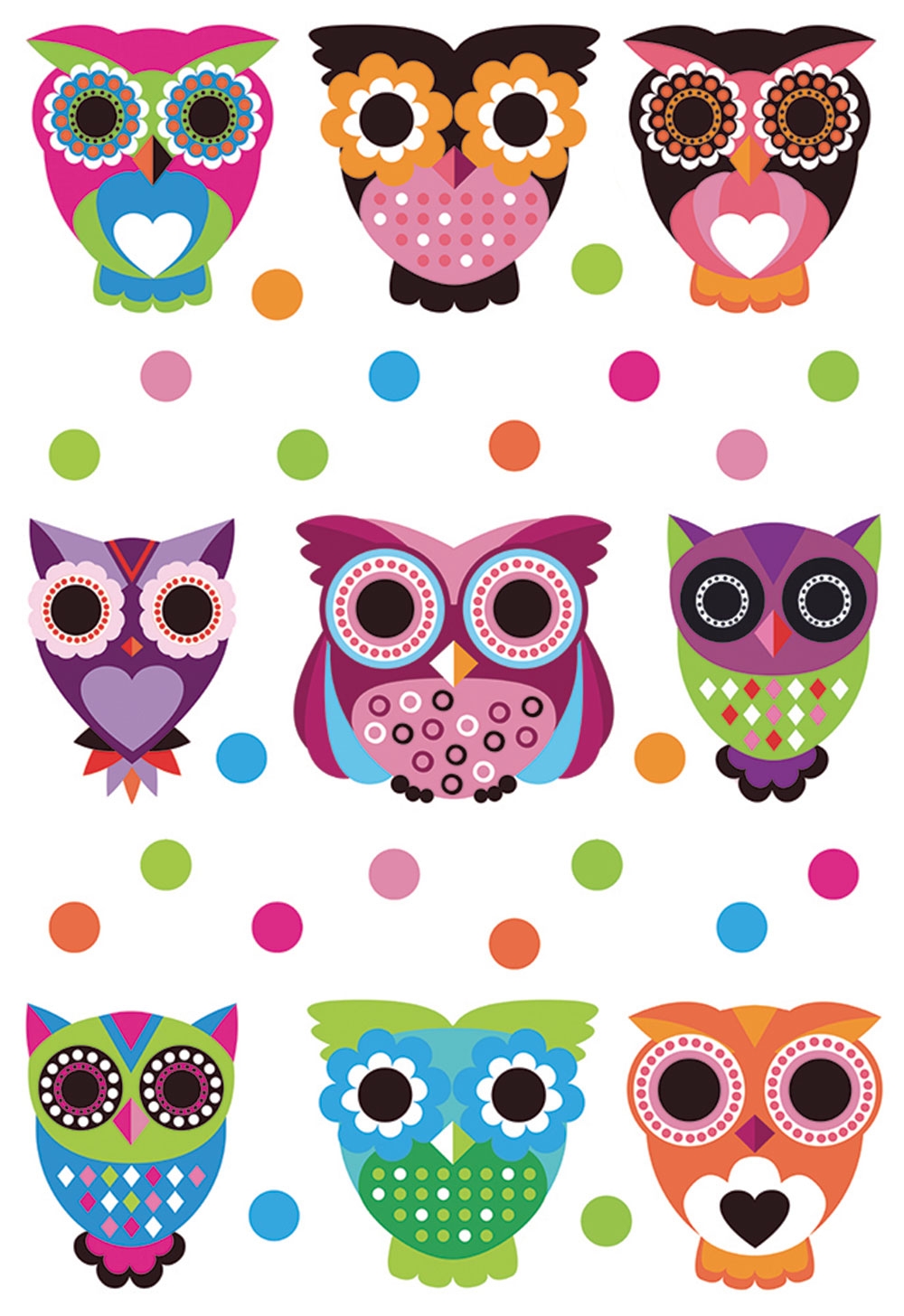 Selbstklebende Wanddekoration SM 3437, Eulen, AG Design