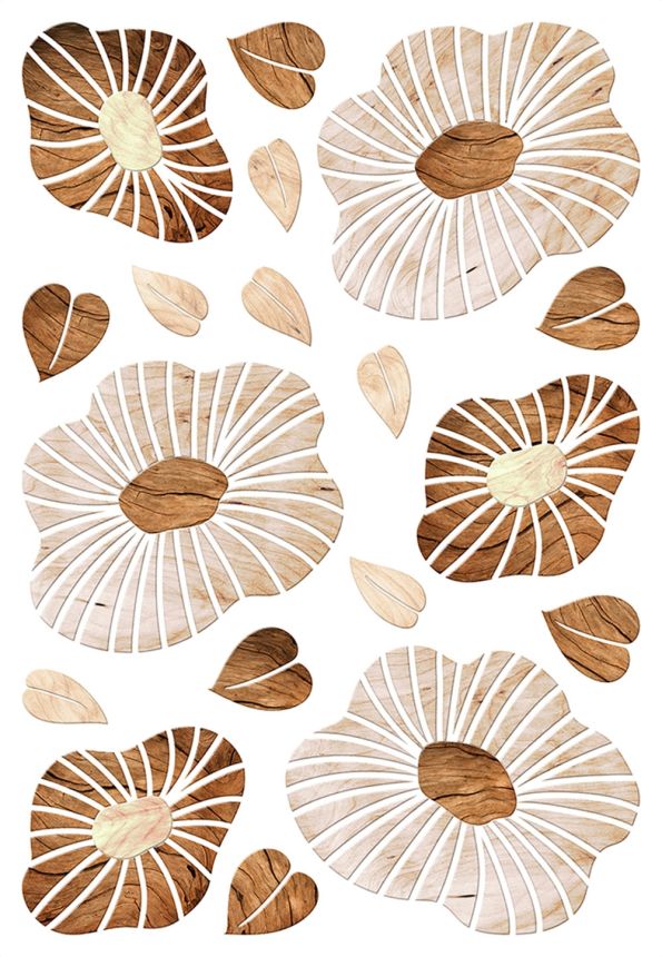Selbstklebende Wanddekoration SM 3445, Blumen aus Holz, AG Design