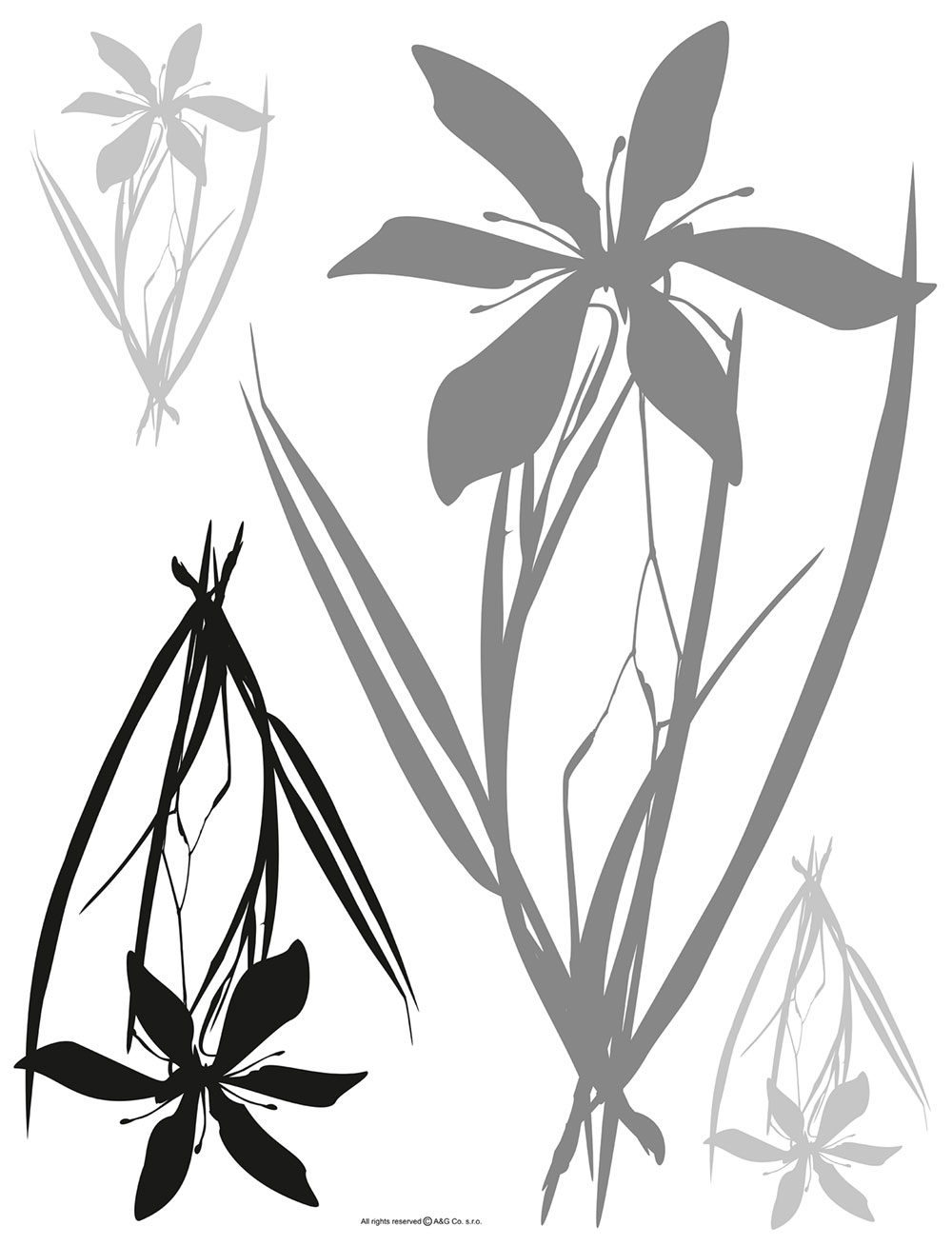 Selbstklebende Wanddekoration F 0443, Schwarze und graue Pflanzen, AG Design