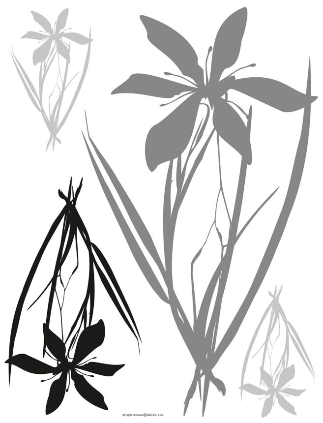 Selbstklebende Wanddekoration F 0443, Schwarze und graue Pflanzen, AG Design