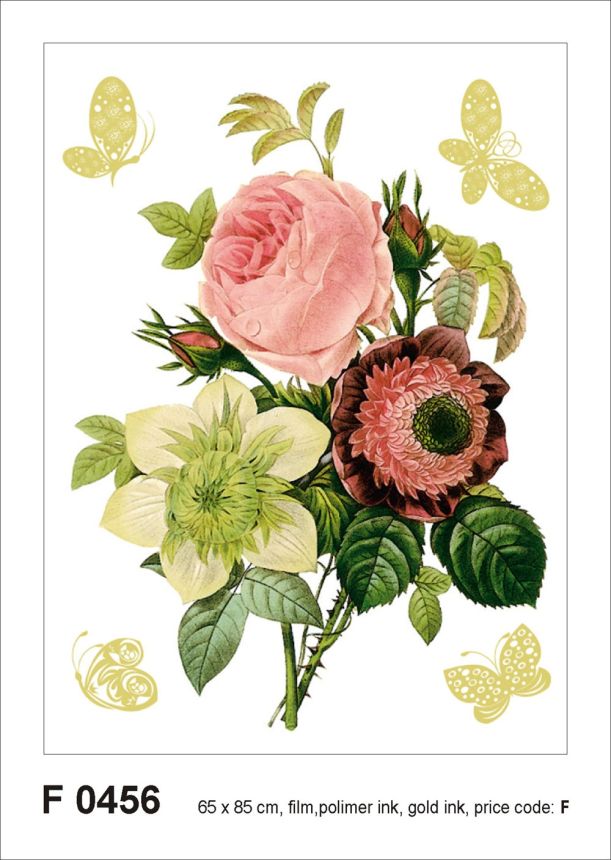 Selbstklebende Wanddekoration F 0456, Blumenstrauß mit goldenen Schmetterlingen, AG Design