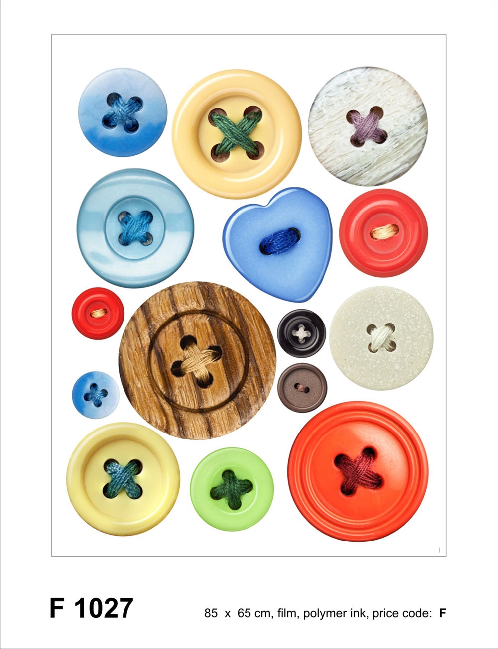 Selbstklebende Wanddekoration F 1027, Knöpfe, AG Design