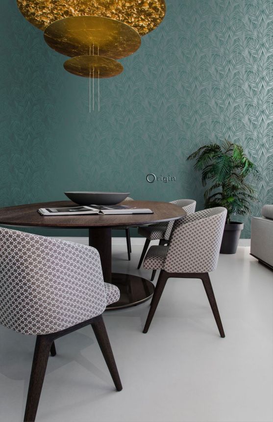 Grüne Tapete, metallische Palmblätter 347709, City Chic, Origin