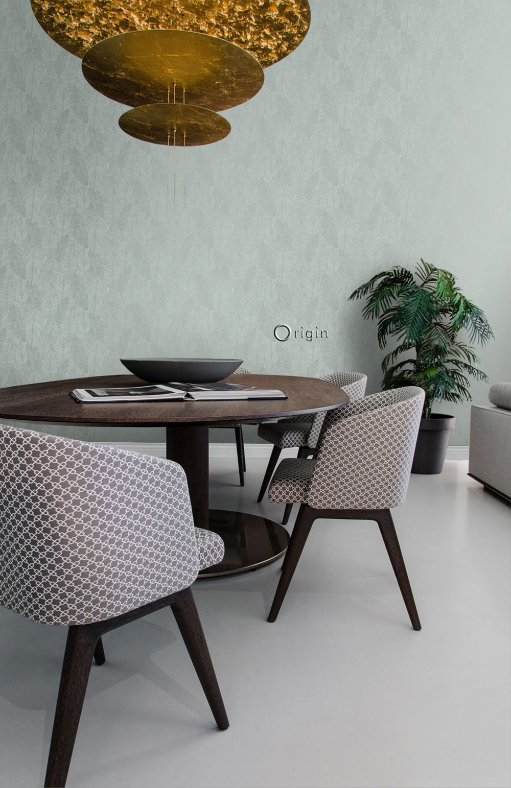 Graue Tapete, metallische Blattkonturen 347711, City Chic, Origin 