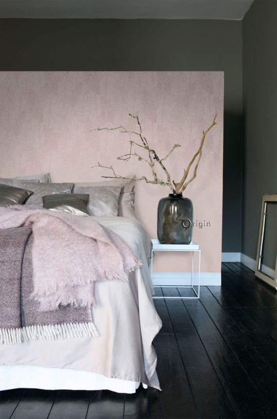 Altrosa Tapete, metallische Blattkonturen  347712, City Chic, Origin 