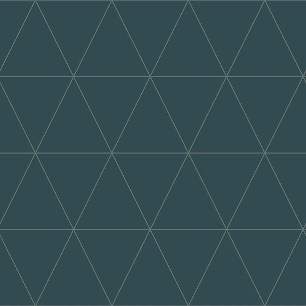 Blaue Tapete, metallische Umrisse von Dreiecken 347715, City Chic, Origin 