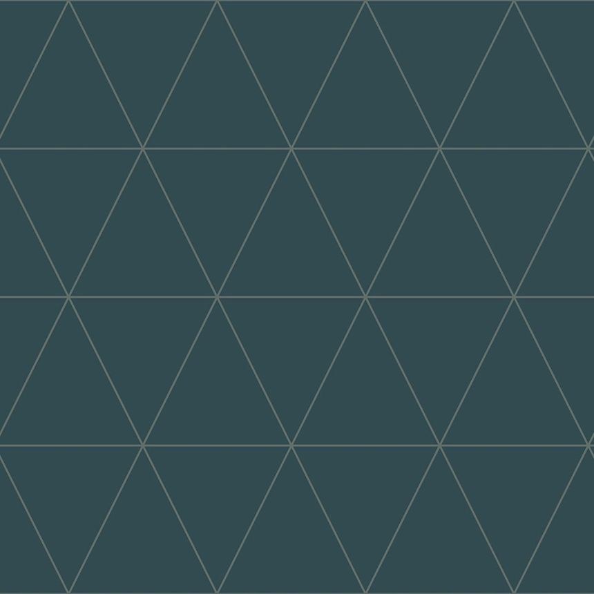 Blaue Tapete, metallische Umrisse von Dreiecken 347715, City Chic, Origin 