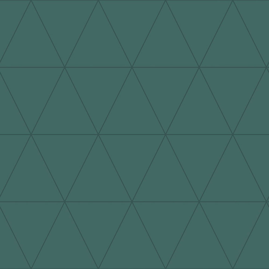 Grüne Tapete, metallische Umrisse von Dreiecken 347717, City Chic, Origin