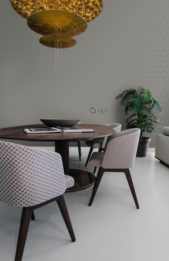 Grüne Tapete, metallische Umrisse von Dreiecken 347717, City Chic, Origin