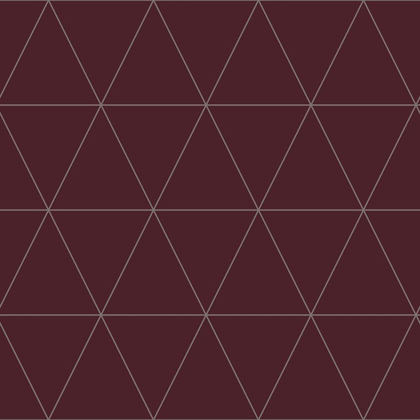 Weinrote Tapete, silberne Umrisse von Dreiecken 347718, City Chic, Origin 