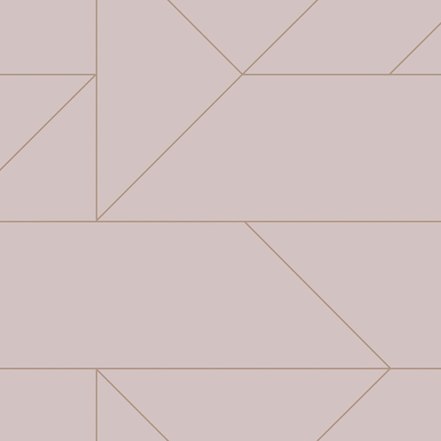 Alte rosafarbene geometrische Tapete, metallische Linien 347721, City Chic, Origin 