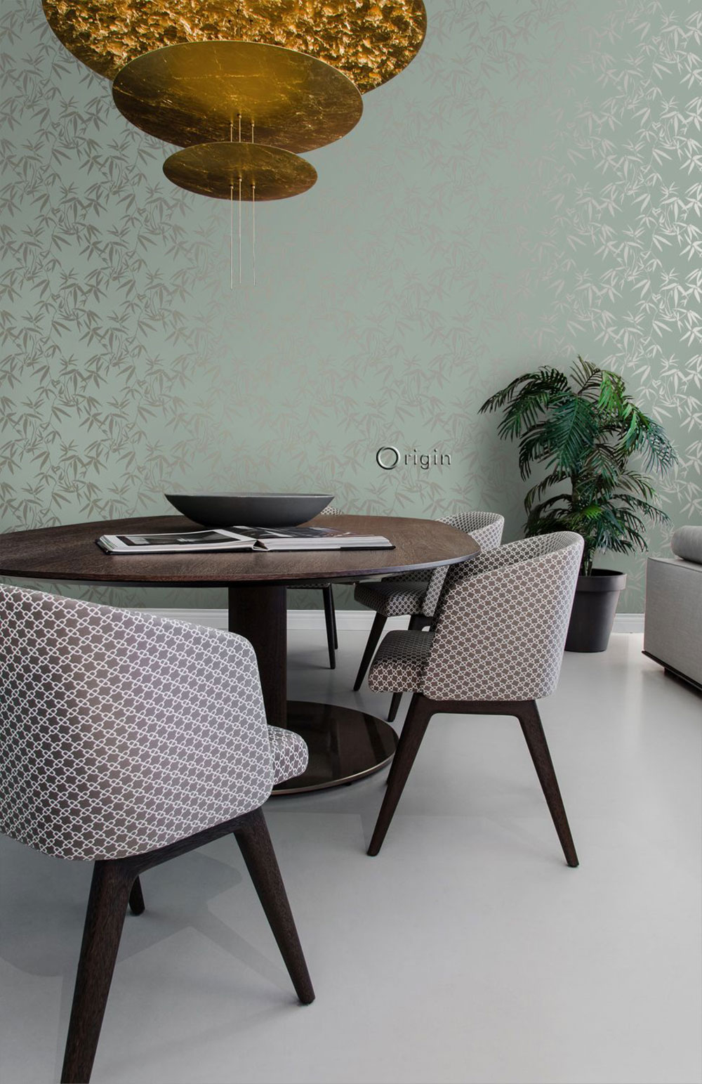 Cremefarbene Tapete, metallische Bambusblätter 347735, City Chic, Origin 