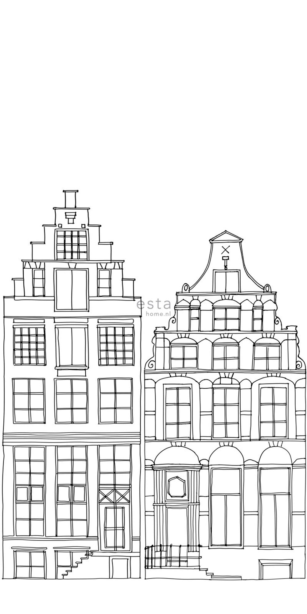 Černobílá vliesová tapeta na zeď Domečky 158834, 1,395 x 2,79 m, Little Bandits, Esta 