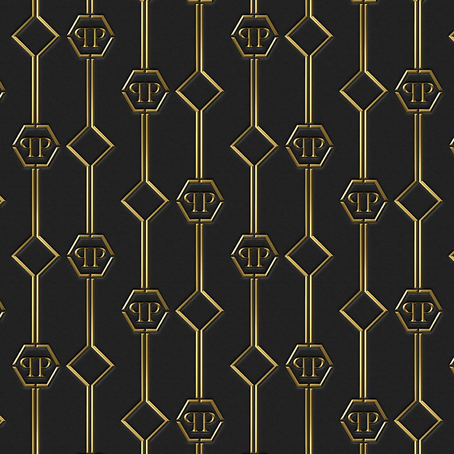 Schwarze Fototapete mit geometrischen Mustern Z8093 Philipp Plein, Zambaiti Parati