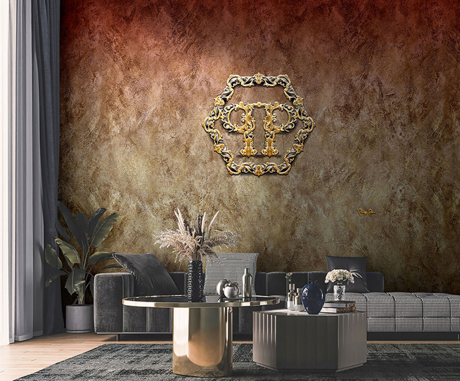 Fototapete Braunroter Beton Z80072 Philipp Plein, Zambaiti Parati