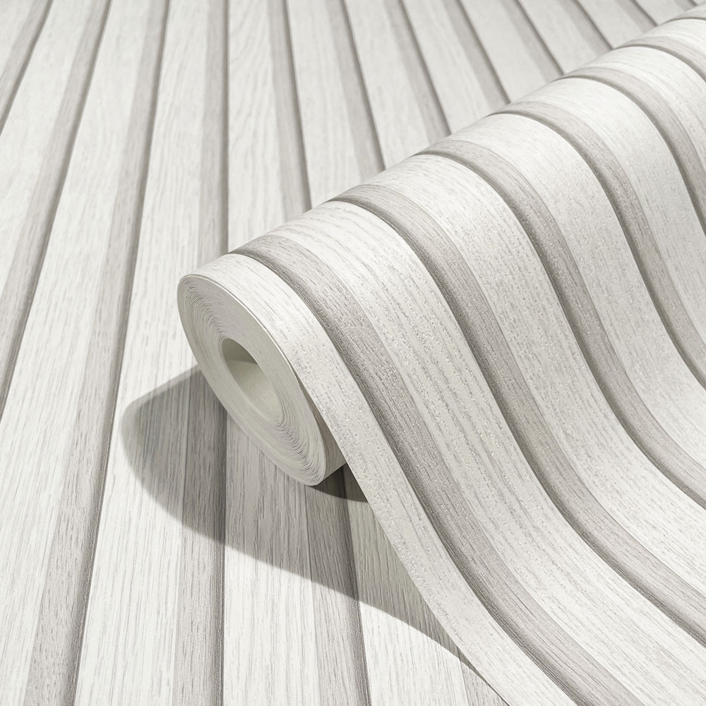 3D-Luxustapete in grau-weißer Holzoptik, 33956, Botanica, Marburg
