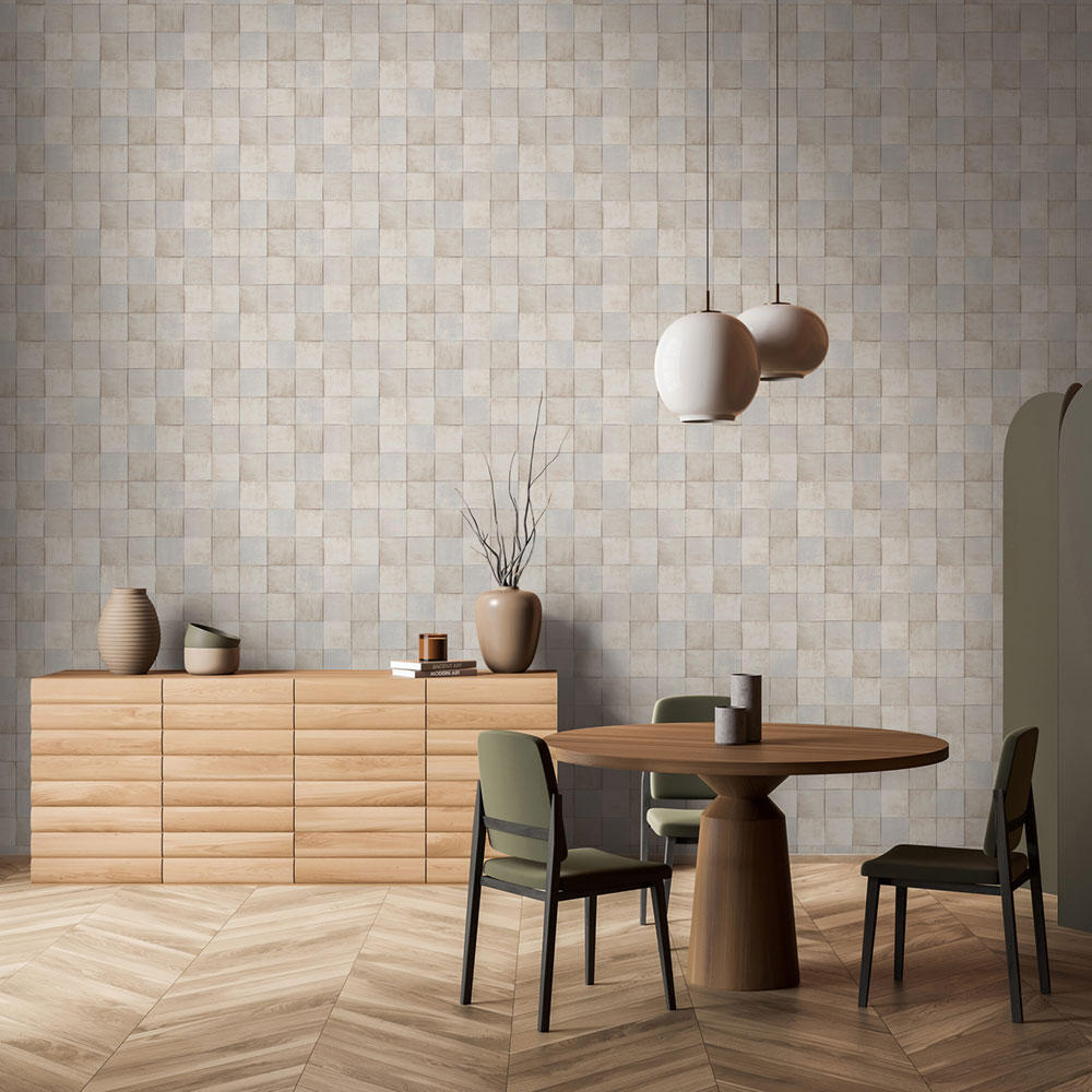 Grau-blaue geometrische abwaschbare Tapete 45711 Zellige, Marburg