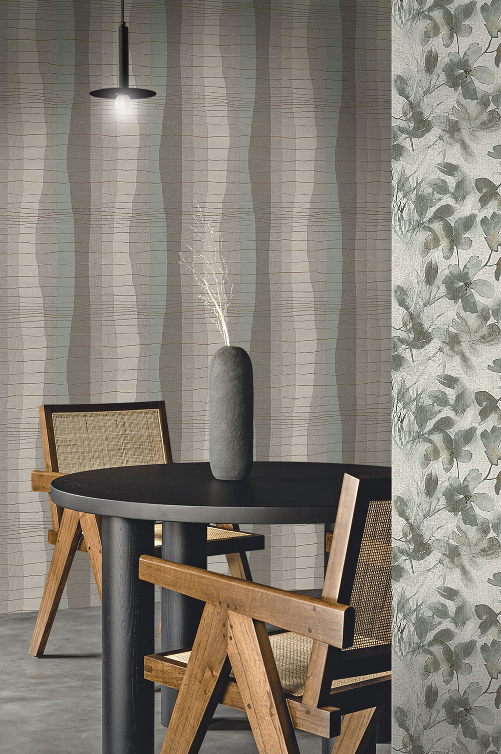 Graugrüne Luxustapete mit Blumenmuster 72952, Zen, Emiliana Parati 