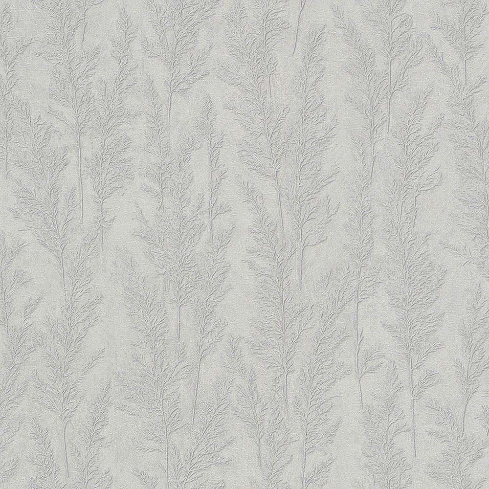 Luxus, grau-silberne Tapete, Grashalme 33213, Natural Opulence, Marburg