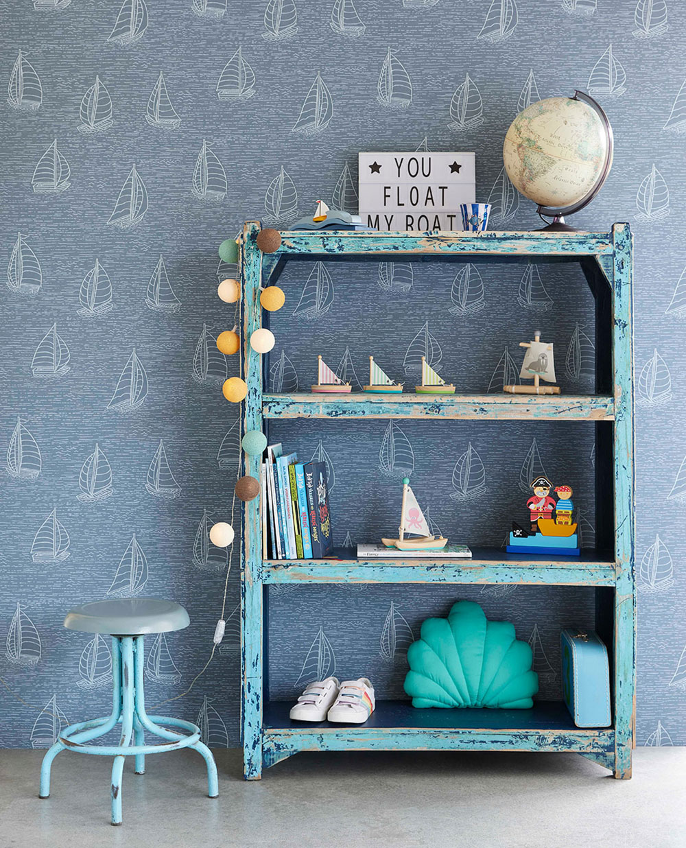 Hellblaue Tapete mit Segelbooten 323014, Explore, Eijffinger