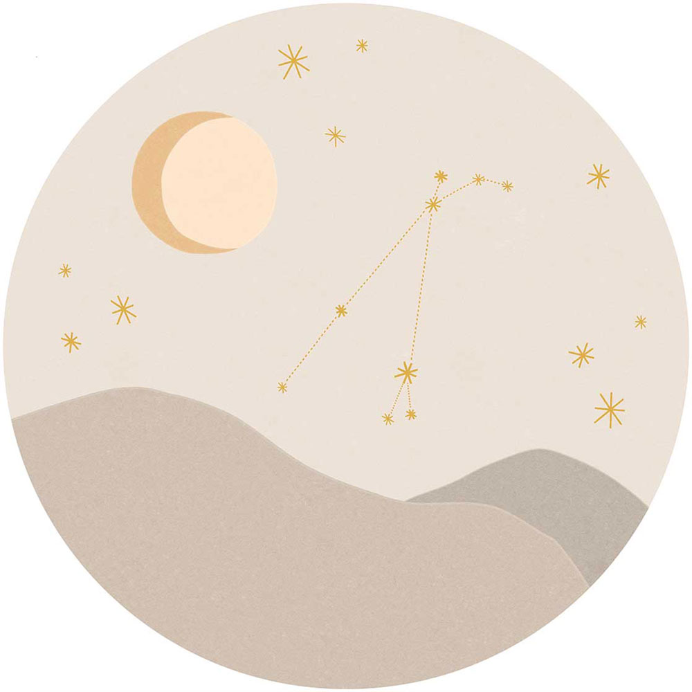 Beige kreisförmige Tapete, Tierkreiszeichen Widder 323119, Explore, Eijffinger, Durchmesser 115 cm