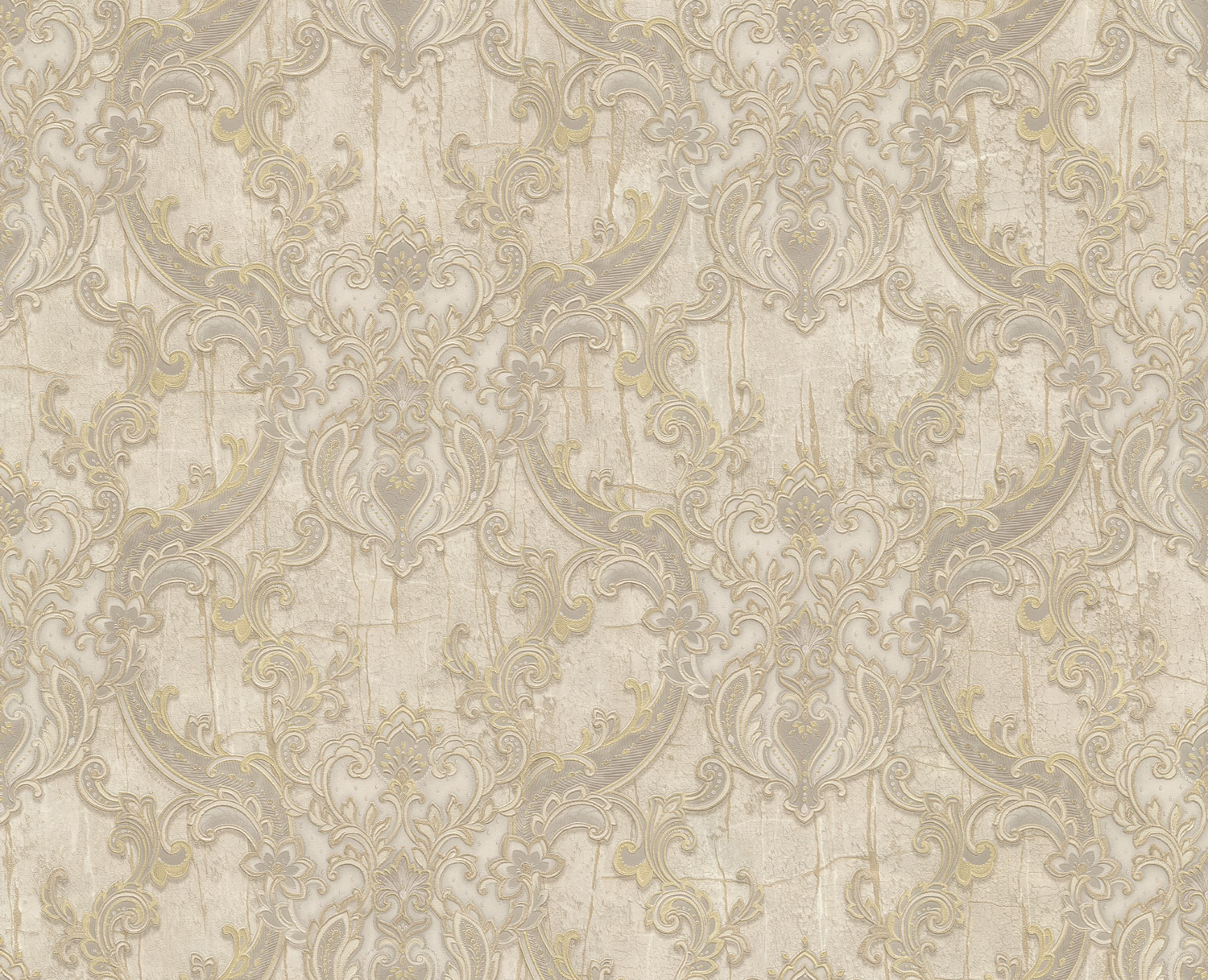 Luxuriöse beige-goldene Vlies-Barocktapete, 86067, Valentin Yudashkin 5, Emiliana Parati