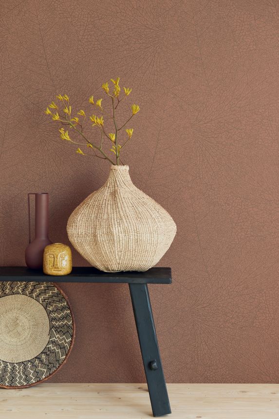 Braune Tapete mit metallischen Blättern, 324042, Embrace, Eijffinger