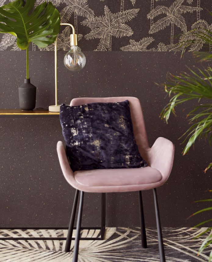 Schwarze Vliestapete, goldene Punkten, 333225, Unify, Eijffinger