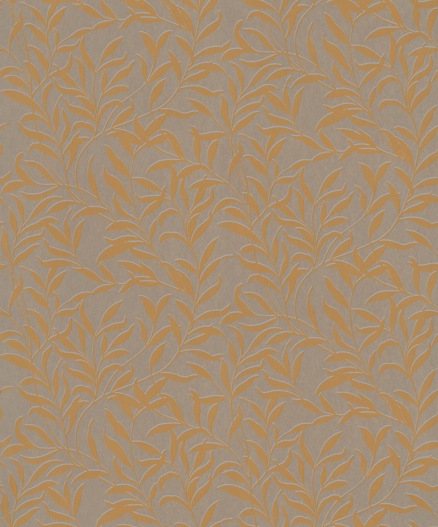 Braune Tapete mit ockerfarbenen Blättern, 221354, Botanical, BN Walls