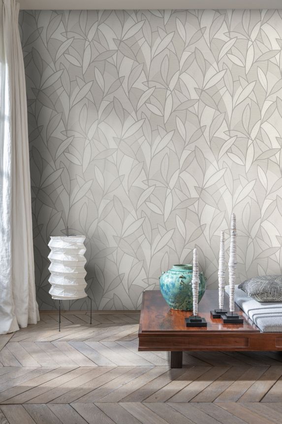 Beige-goldene Tapete mit Blättern, AL26231, Allure, Decoprint