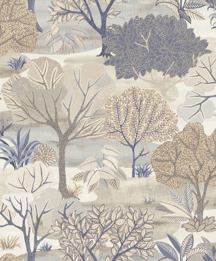 Blau-beige Tapete, Bäume, AL26250, Allure, Decoprint