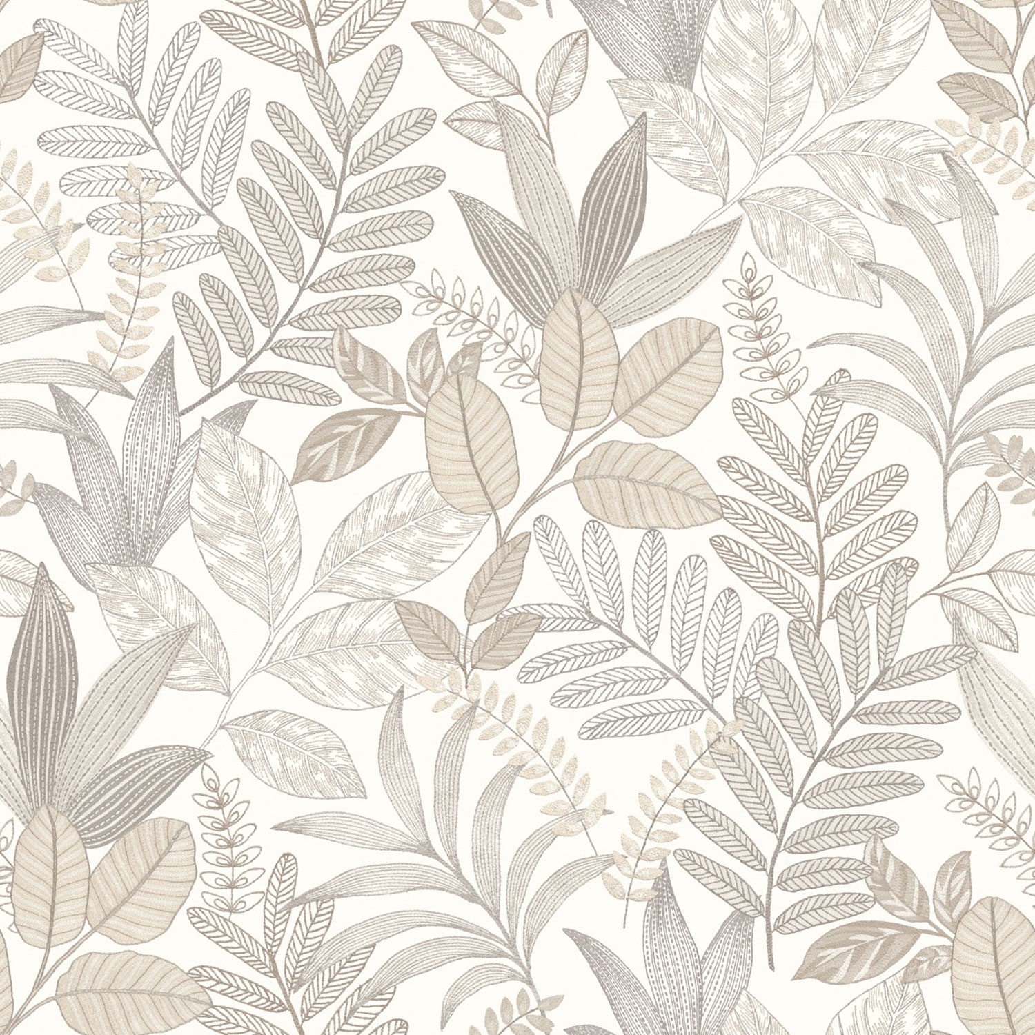 Grau-beige Tapete mit Blättern, AL26290, Allure, Decoprint