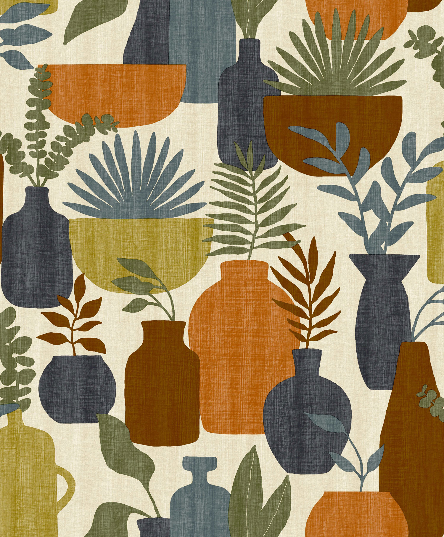 Retro-Tapete, Vasen mit Pflanzen, BA26042, Brazil, Decoprint