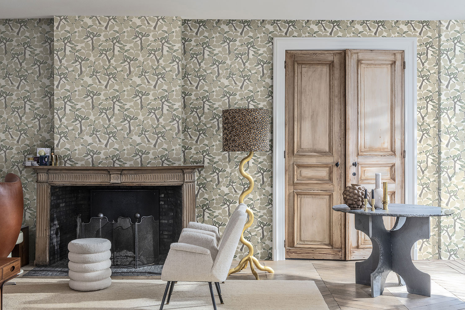 Beige Vliestapete, Zweige, Bäume, BA26050, Brazil, Decoprint