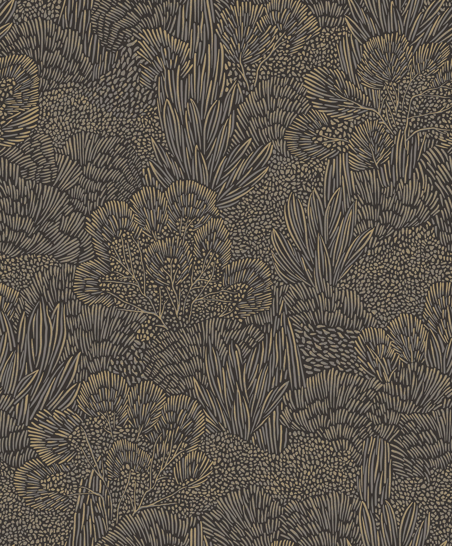 Schwarz-goldene Tapete, Landschaft, Bäume, BA26065, Brazil, Decoprint