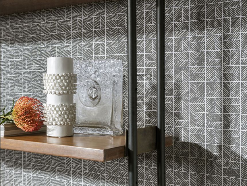 Cremefarbene Tapete mit geometrischen Mustern, BA26080, Brazil, Decoprint