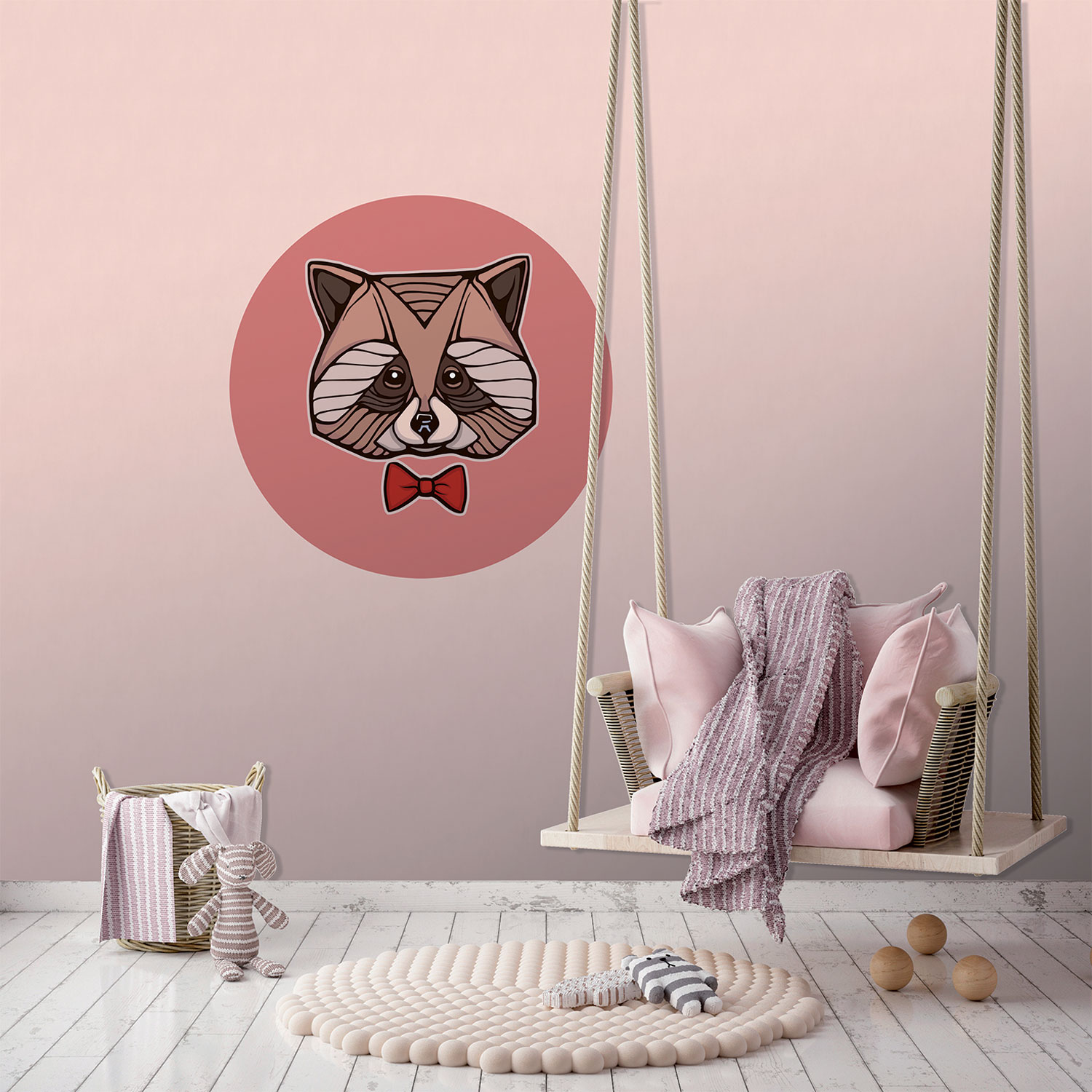 Vorgeklebte Vliestapete, Dekoration Waschbär, PLC006, Platinum Shapes, Decoprint