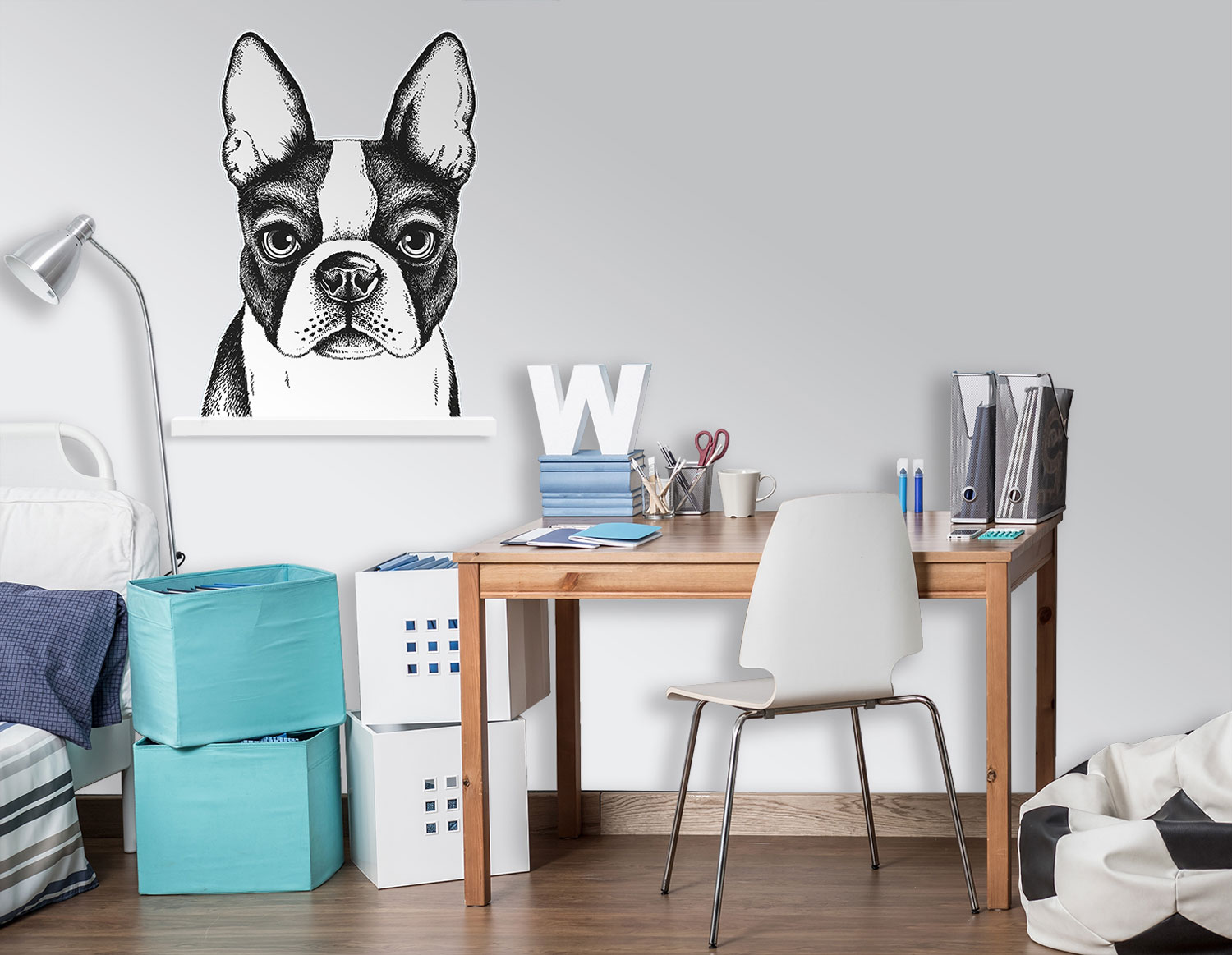 Vorgeklebte Vliestapete, Bulldogge Dekoration, PLC017, Platinum Shapes, Decoprint