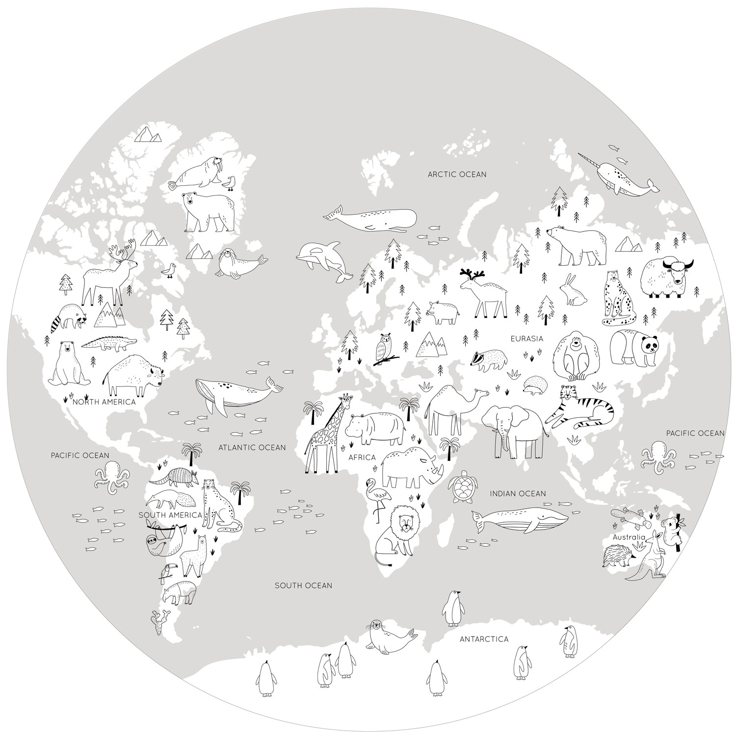 Vorgeklebte Kindertapete, Weltkarte, PLC061, Platinum Shapes, Decoprint