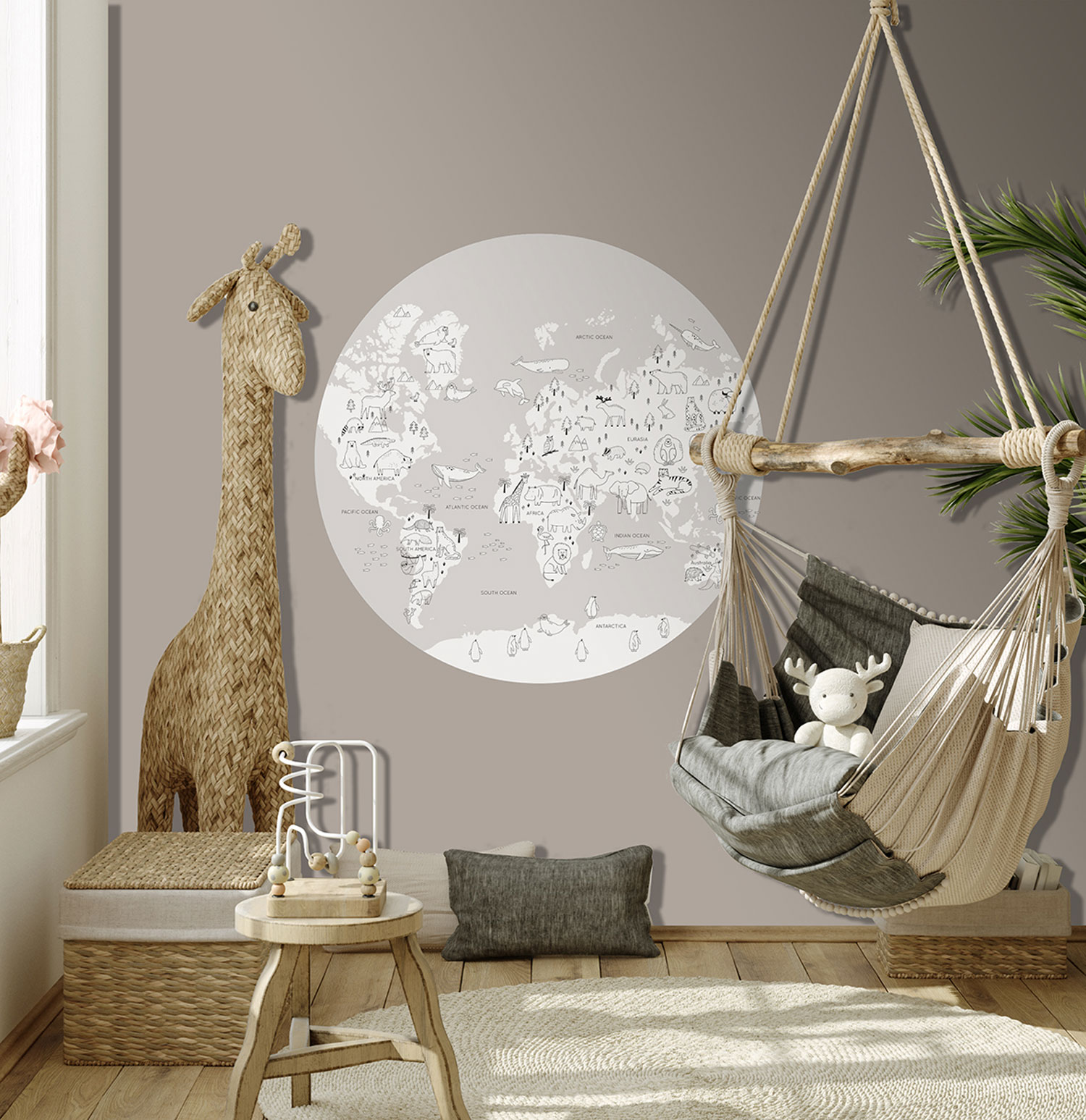 Vorgeklebte Kindertapete, Weltkarte, PLC061, Platinum Shapes, Decoprint