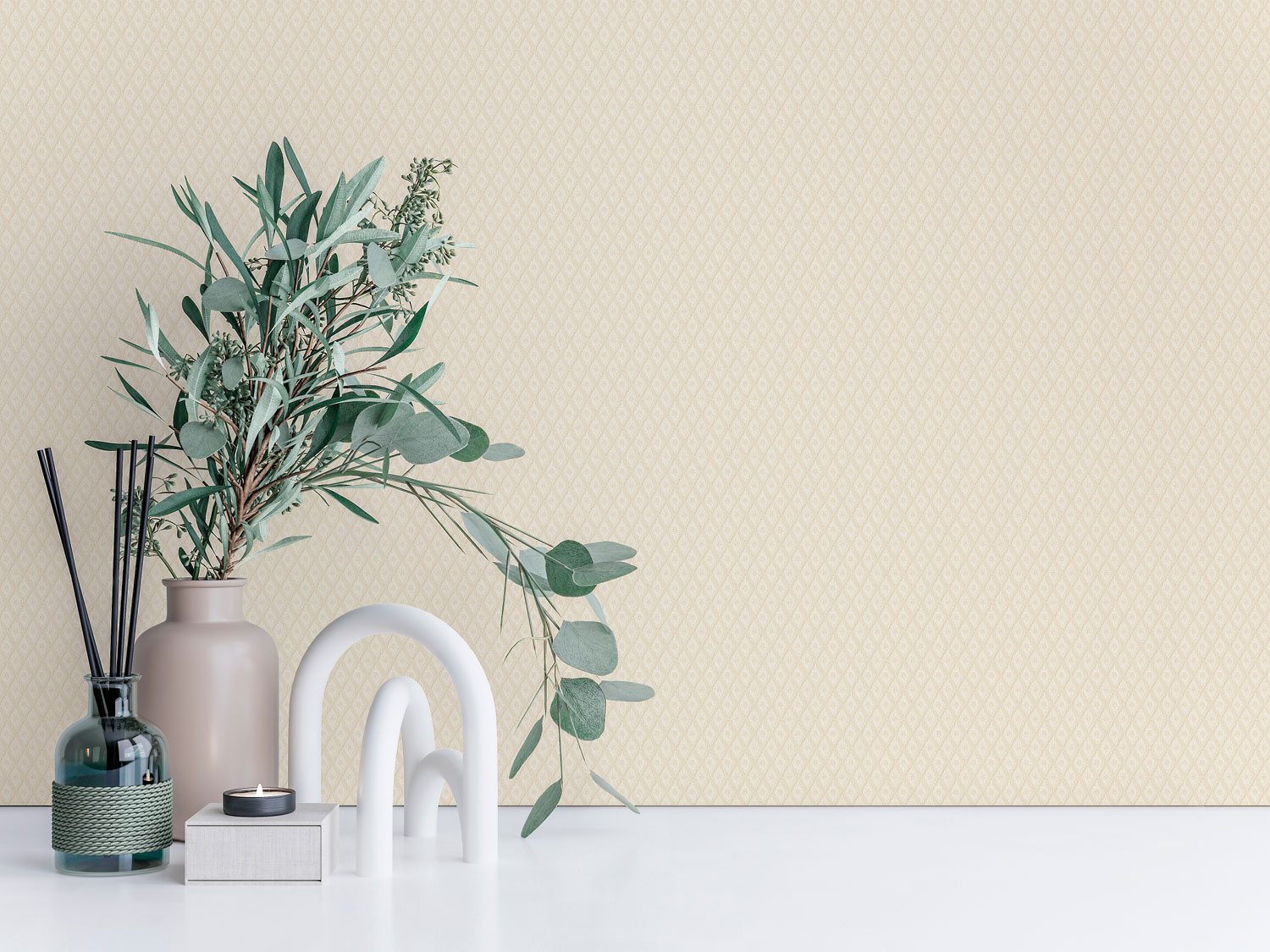 Luxuriöse cremefarbene geometrische Tapete, Z21736, Tradizione Italiana, Zambaiti Parati