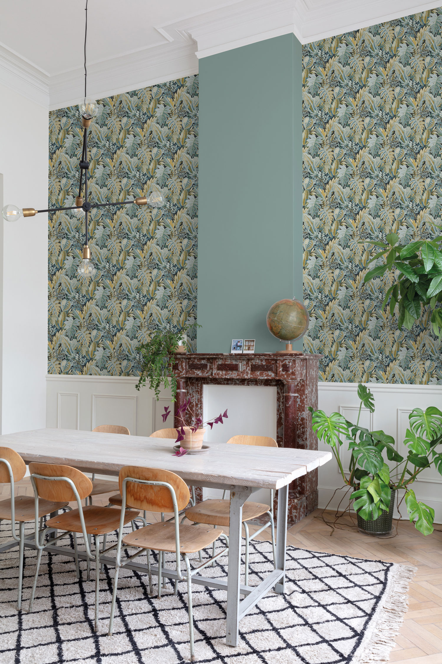 Grüne Tapete mit Blättern, A58403, Ciara, Grandeco