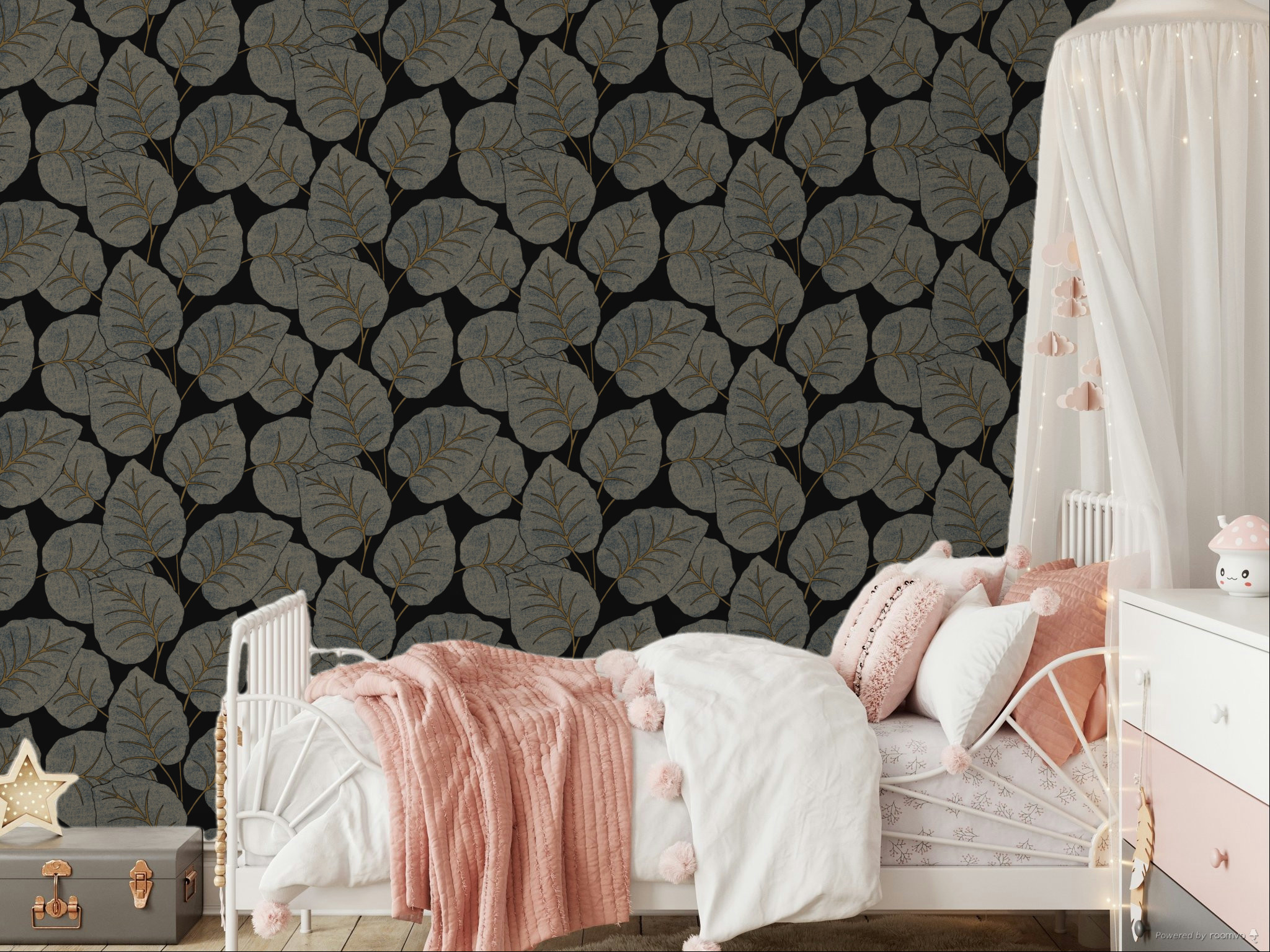 Blaue Tapete, Blätter, A63503, Vavex 2025