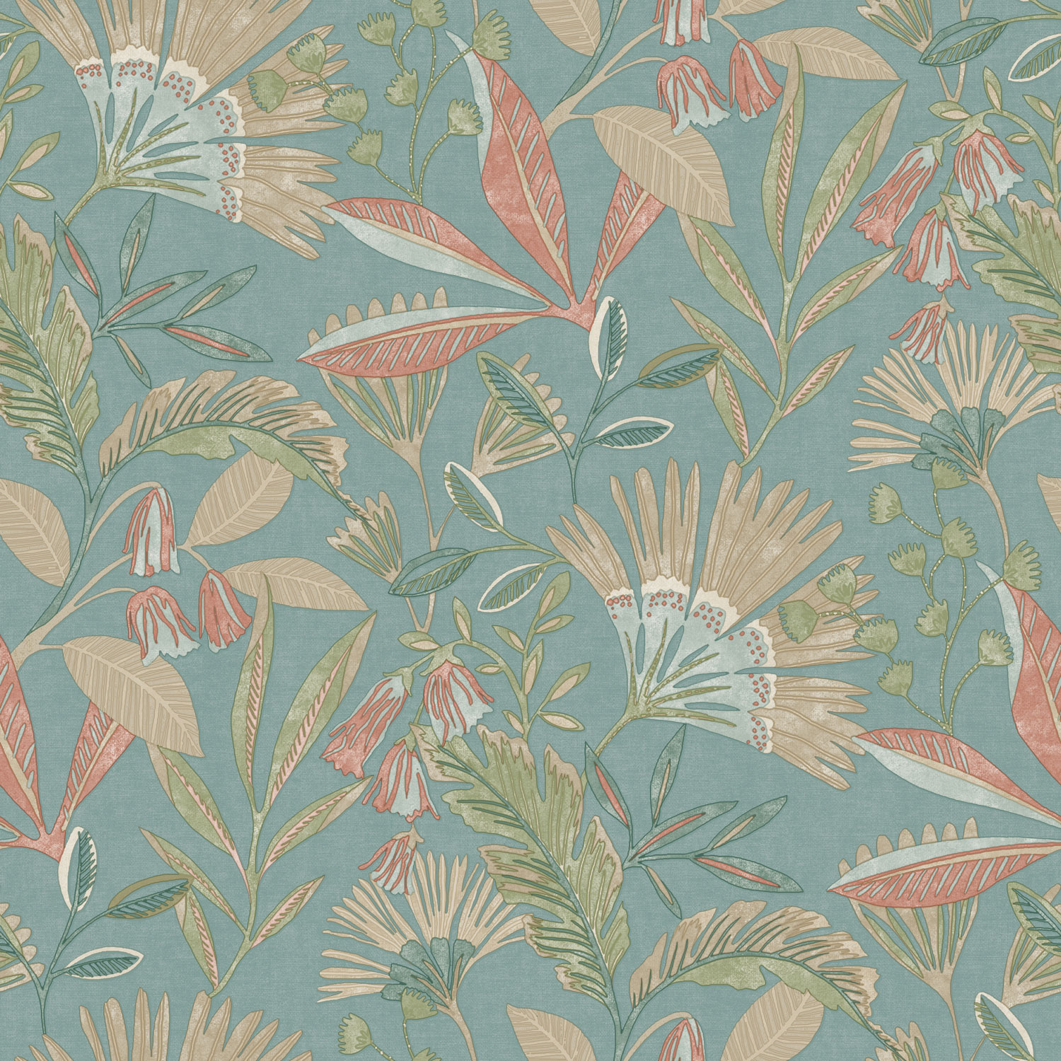 Grüne Tapete, Blumen und Blätter, A63802, Vavex 2025