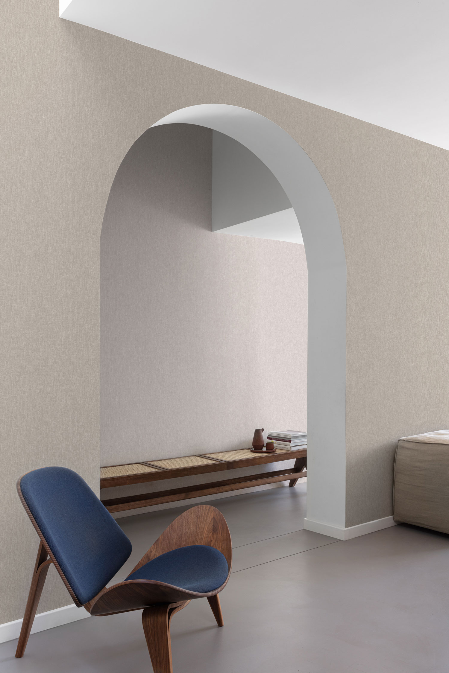 Graubraune Tapete, Stoffimitat, AT1012, Atmosphere, Grandeco