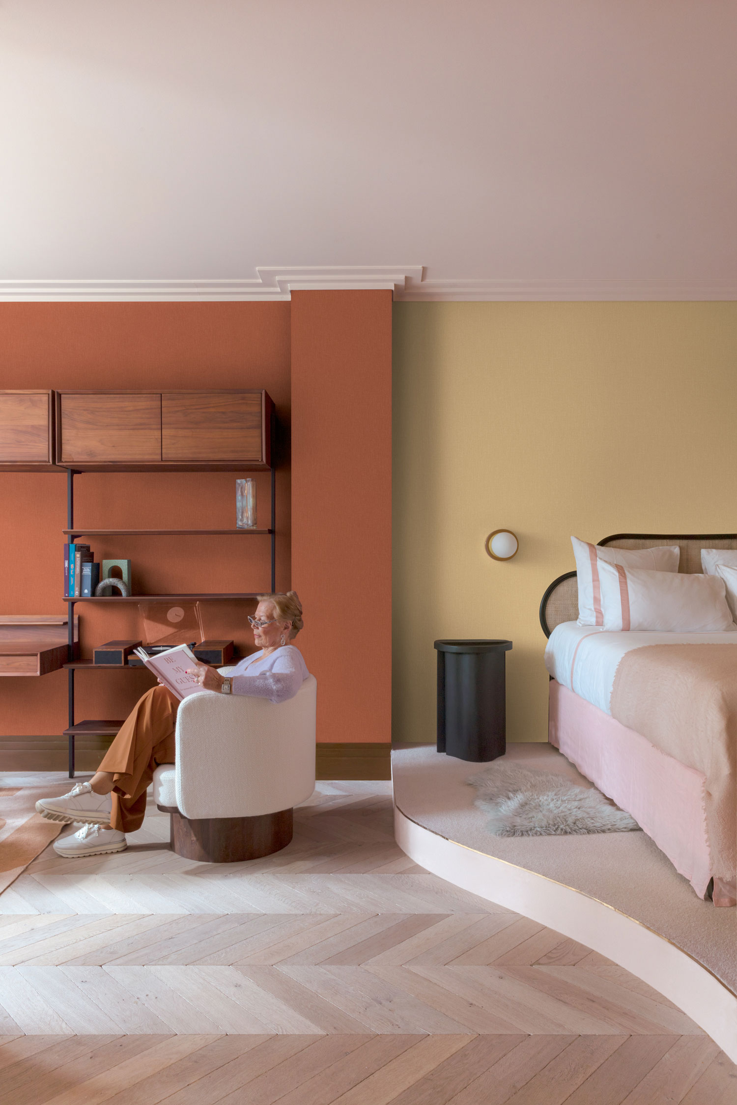 Tapete, rotbraun, Stoffoptik, AT1021, Atmosphere, Daydreamers, Grandeco