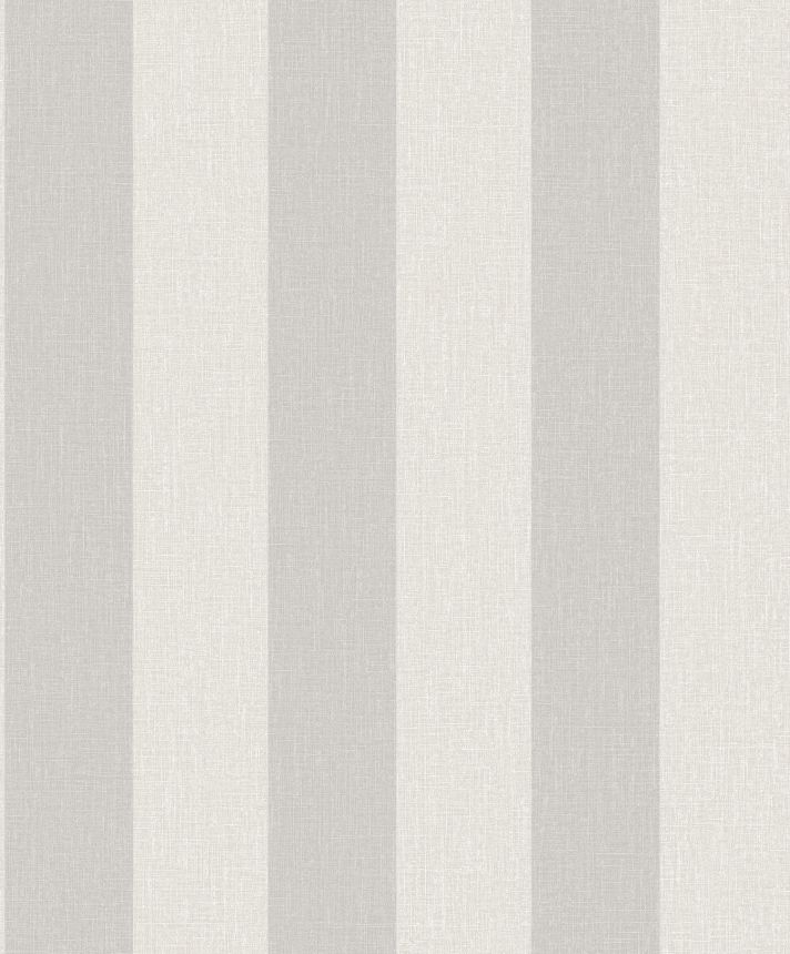 Grau-silber gestreifte Tapete, Stoffimitat, AT4009, Atmosphere, Grandeco