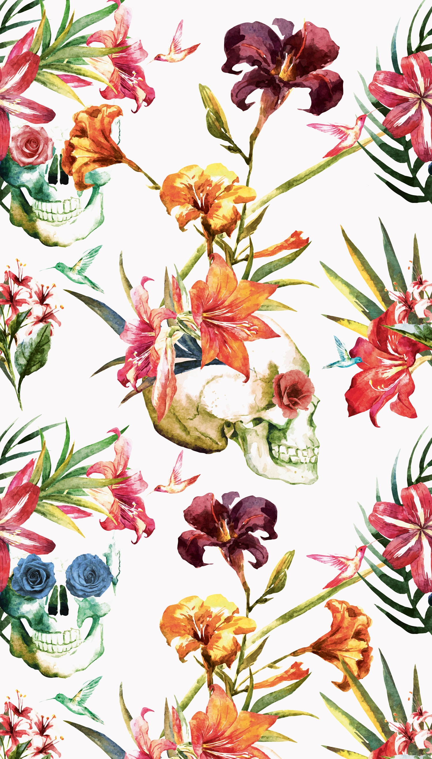 Fototapete, Totenköpfe, Blumen,  ML2701 Mural Joung edition Grandeco